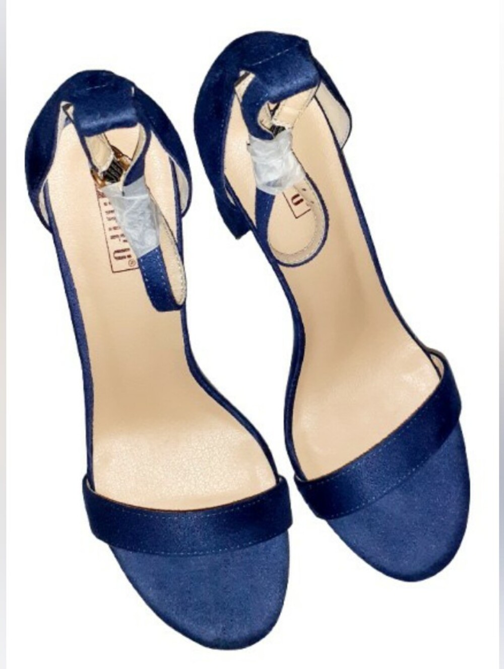 IDIFU Navy Blue Faux Suede Ankle Strap 4in Chunky Block Heel Sandals 9 - Picture 3 of 13